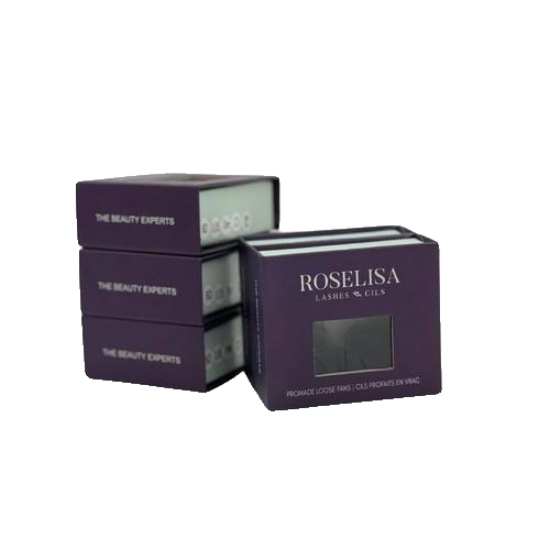 Roselisa D-Curl Loose Promade 10D 14mm Lash Extensions black product packaging