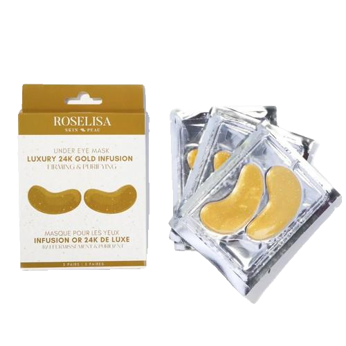 Roselisa Luxury 24K Gold Firming & Purifying Eye Patches 3 Pair individual sachets