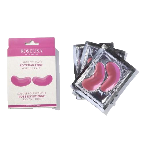 Roselisa Egyptian Rose Wrinkle Care Eye Patches 3 Pair box with eye patch sachets