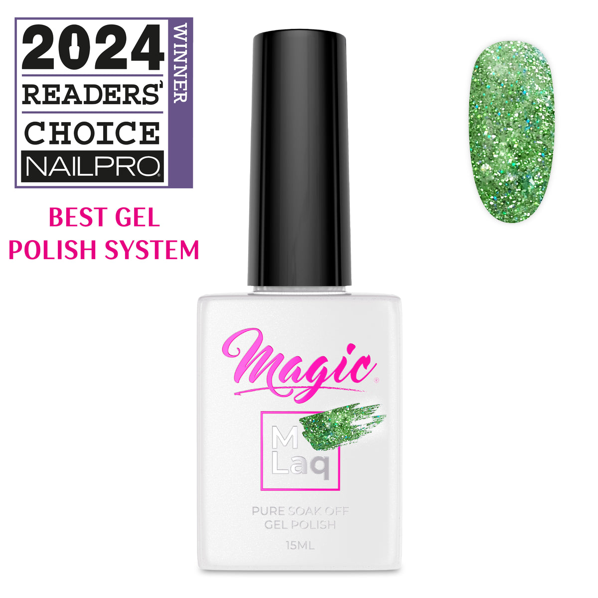 Magic Mlaq Gel Polish Silk & Sage #348 gel polish bottle and color swatch