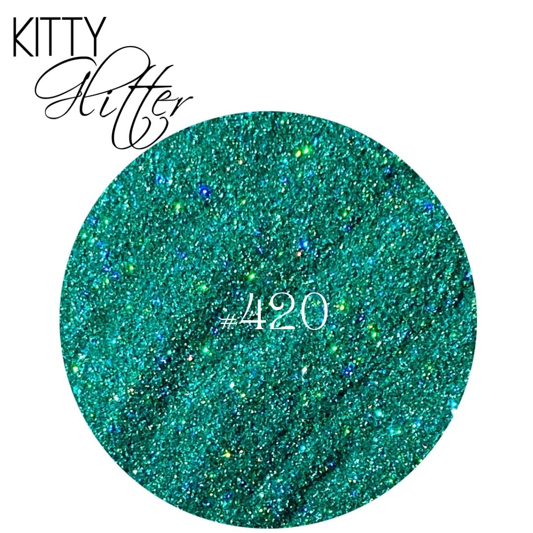 Phat Kat Kitty Glitter Teal #420 5G loose nail glitter color swatch