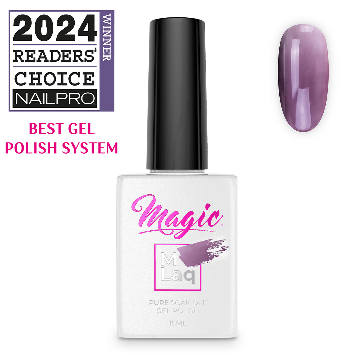 Magic MLaq Jelly Plum #439 gel polish, 15 ml