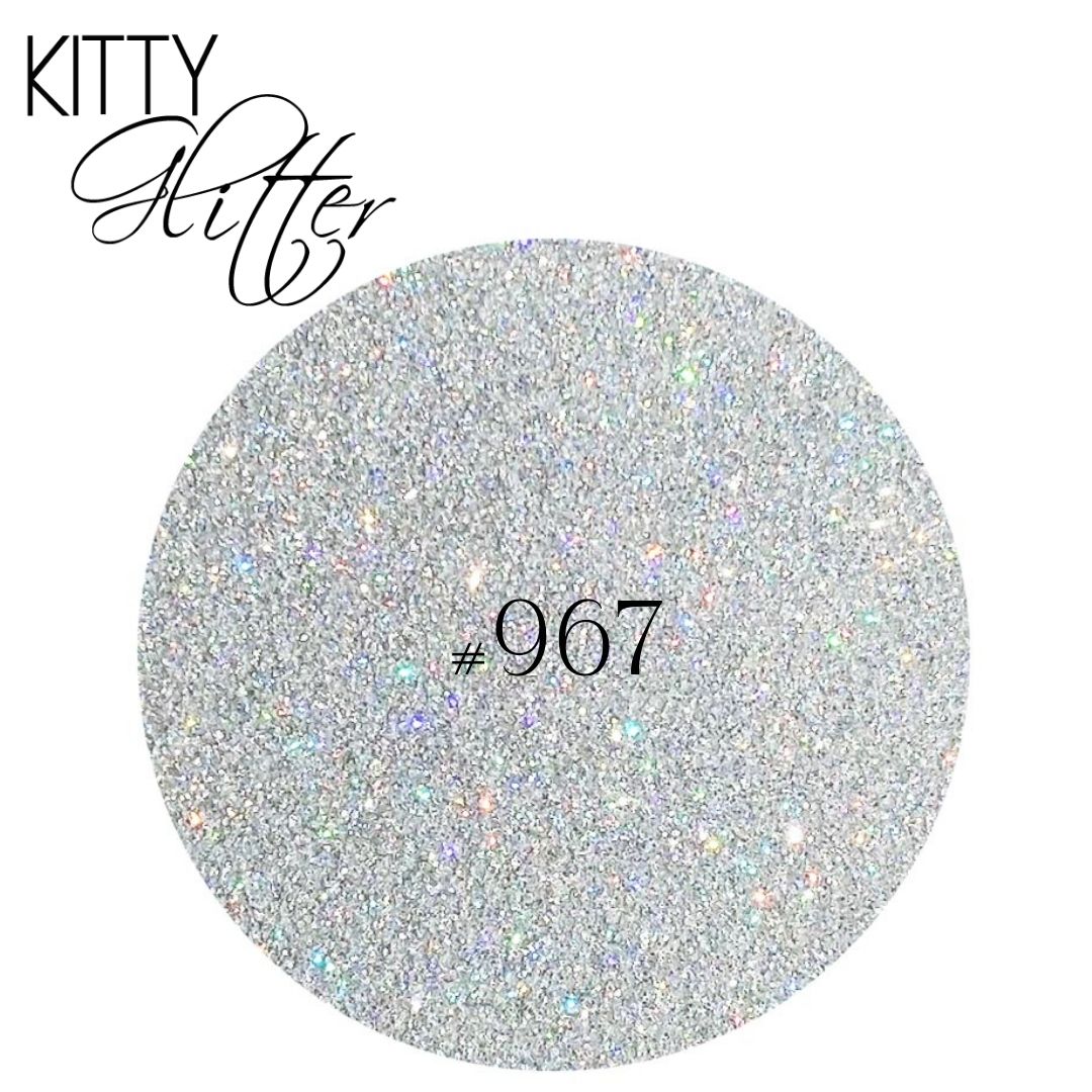 Phat Kat Kitty Glitter Iridescent Silver #967 5G loose nail glitter color swatch