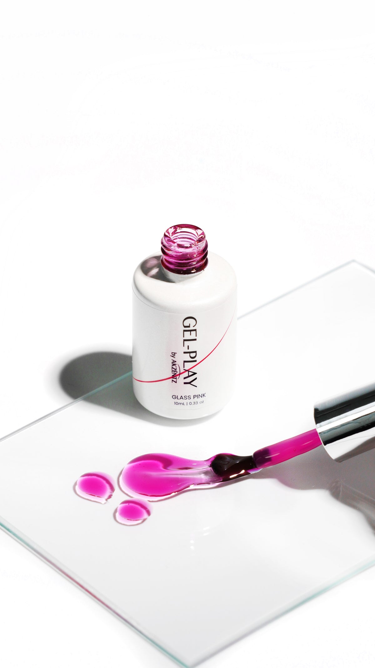 Brush with Akzentz Gel-Play Glass Pink translucent gel drops