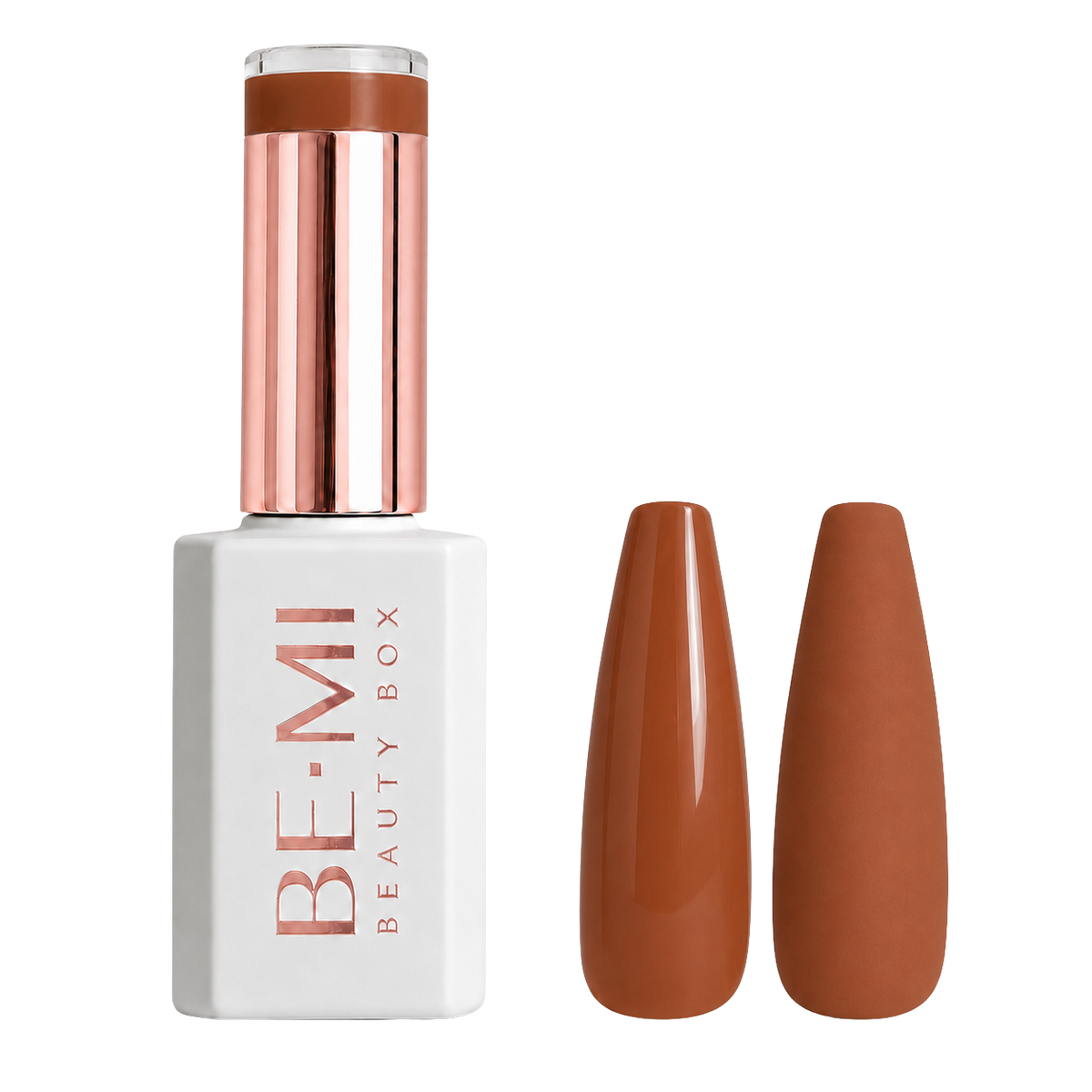 BEMI Beauty Box Creami Amber F05 - 15ml gel polish bottle and colour swatches