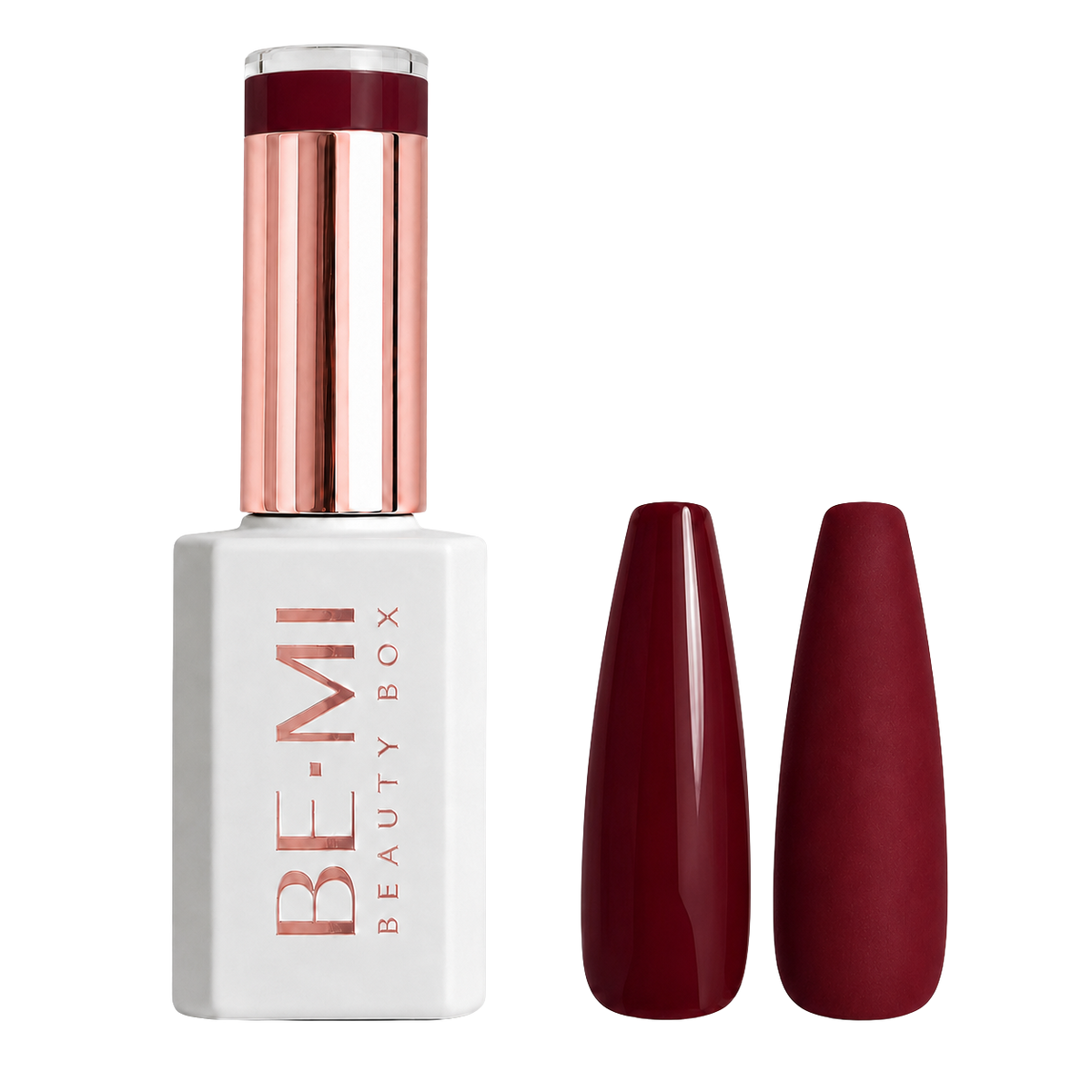 BEMI Beauty Box Creami Scarlet R4 15ml gel polish bottle and colour swatches