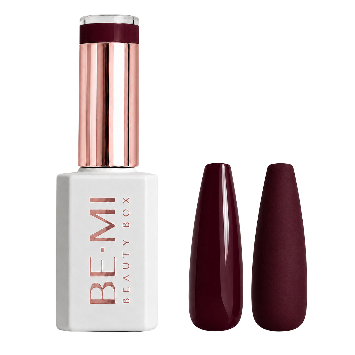 BEMI Beauty Box Creami Scarlet R5 15ml gel polish bottle and colour swatches