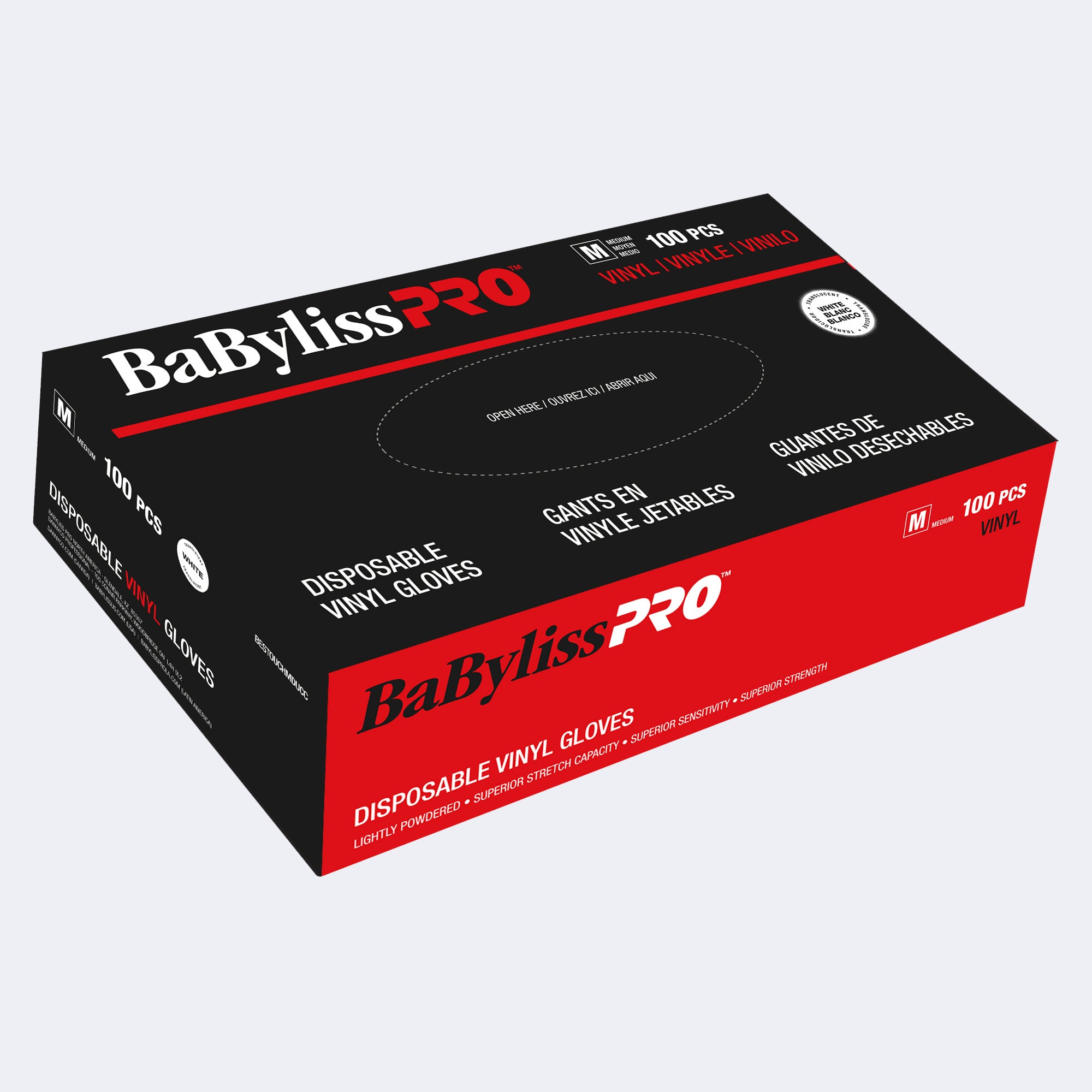 BaByliss PRO Disposable White Vinyl Gloves Medium disposable glove box