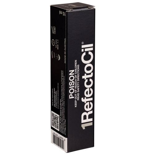 Back and side packaging of RefectoCil Pure Black No. 1 lash and brow tint