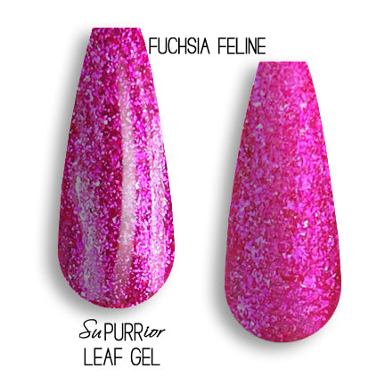 Phat Kat Leaf Gel Fuchsia Feline 10ml leaf gel polish color swatches