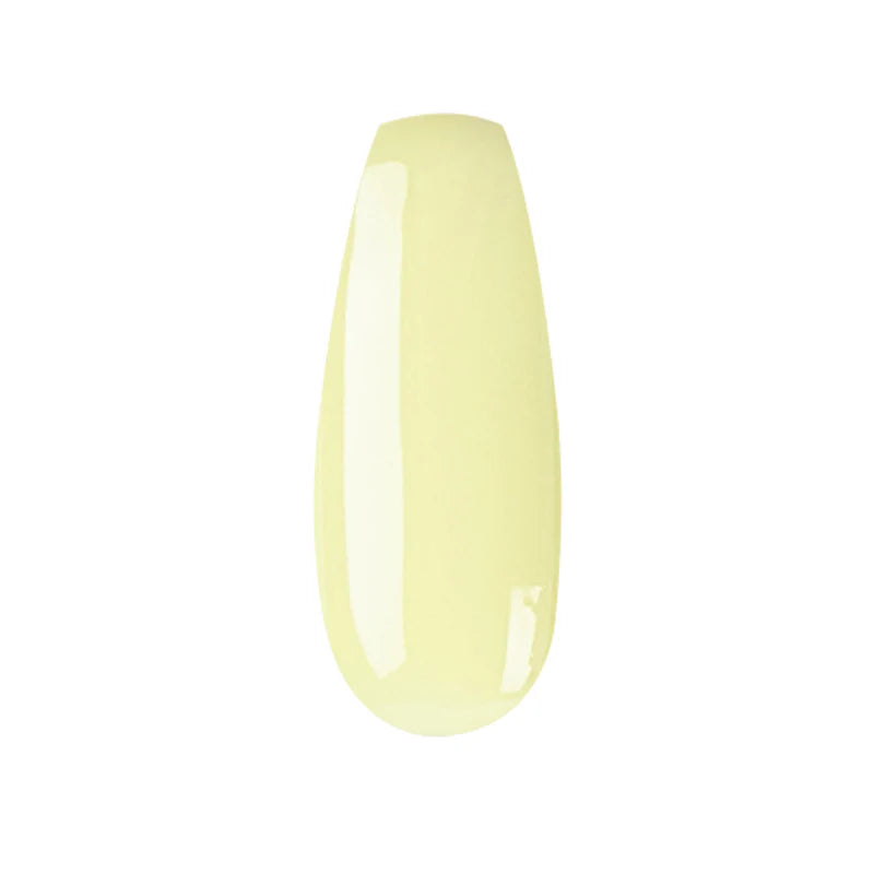 Light yellow nail polish on a white background