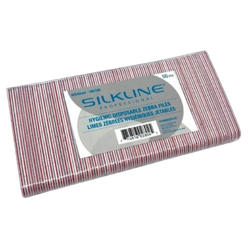 Silkline Zebra Shorty File Unwrapped 180/180 50 Pack nail file