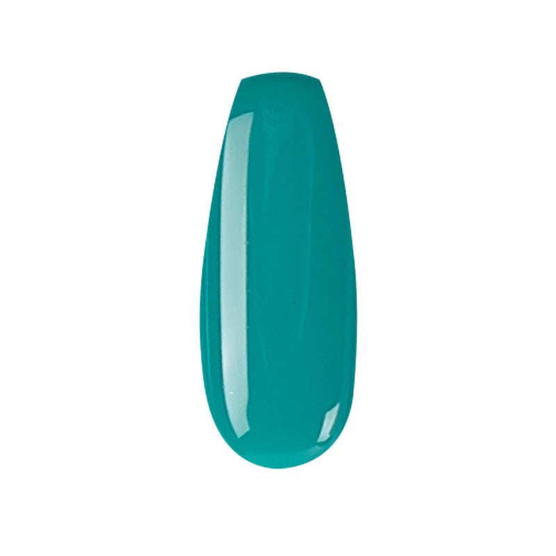 Teal nail polish on a white background