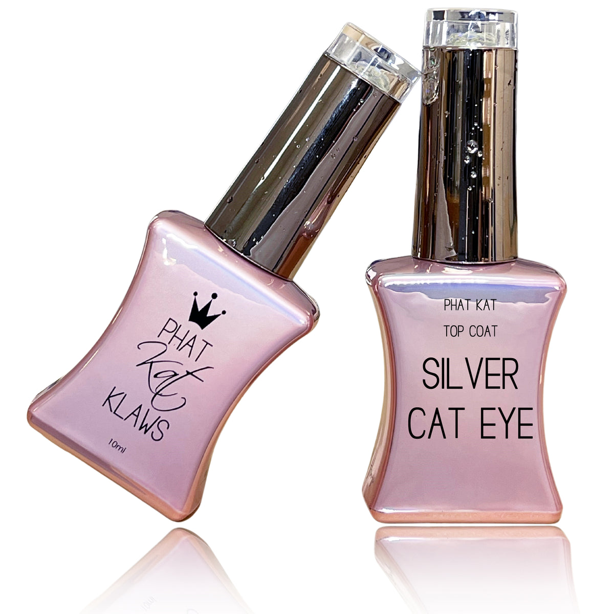 Phat Kat Gel Polish Cat Eye Silver 10ml cat eye gel polish bottle and swatch