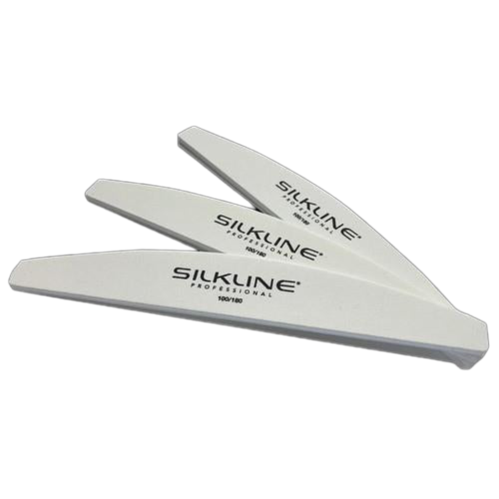 Silkline White Half Moon File 100/180 Grit nail file