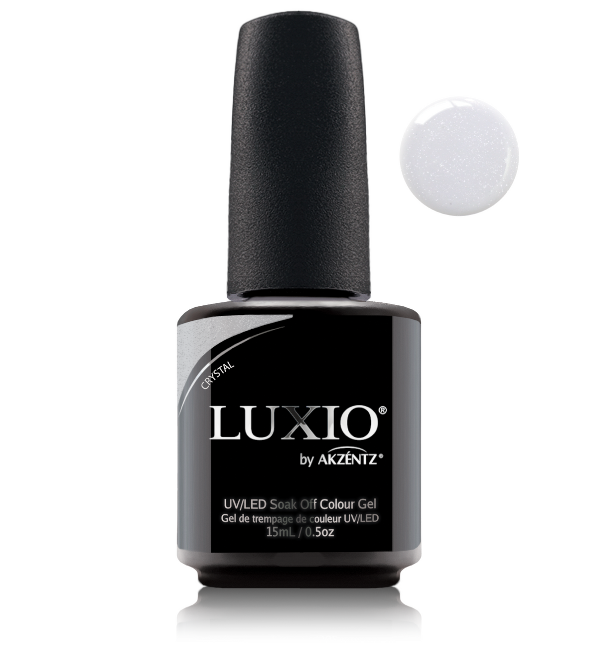 Akzentz Luxio Crystal 15 mL gel bottle with color swatch