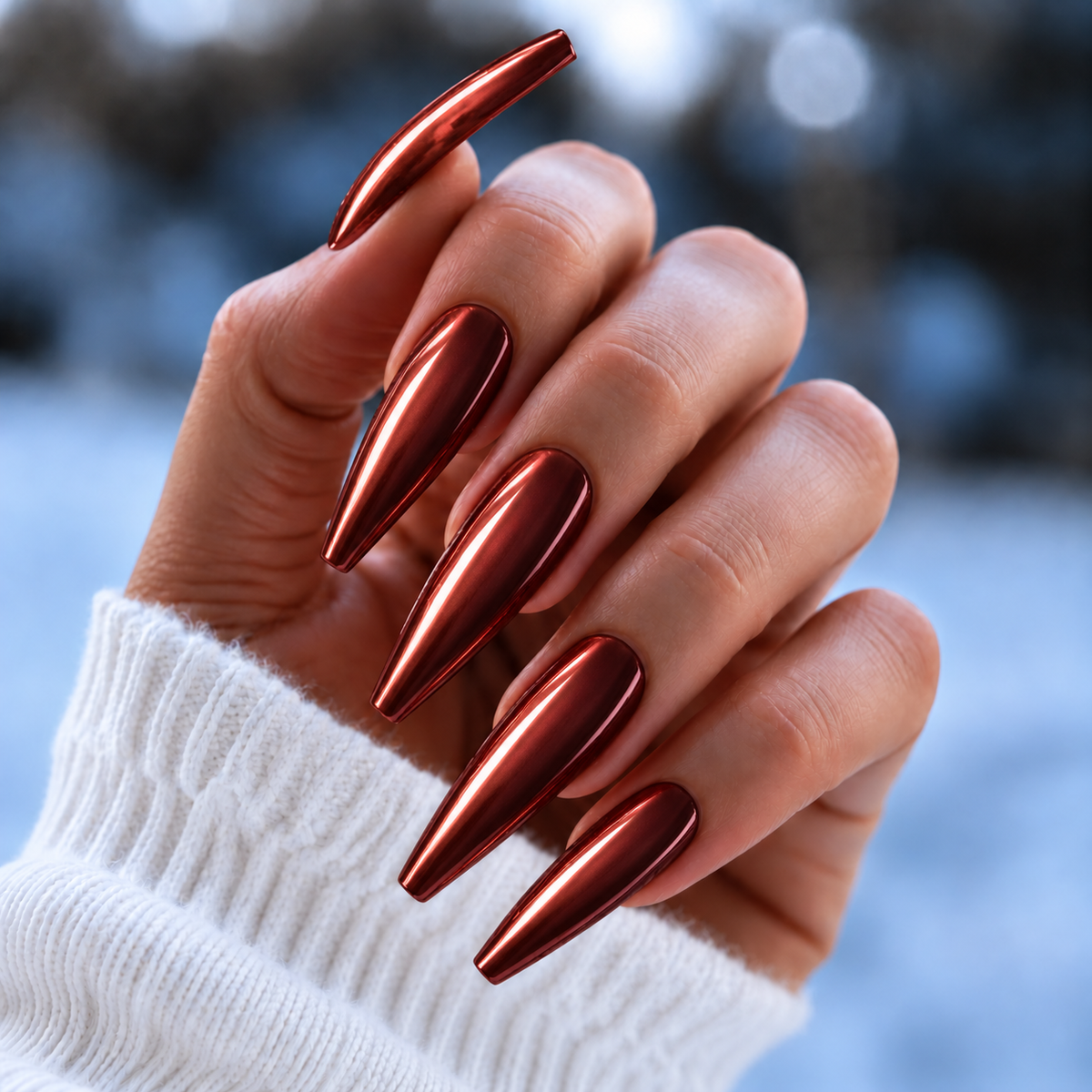 BEMI Chrome Siren nails in a color photo.