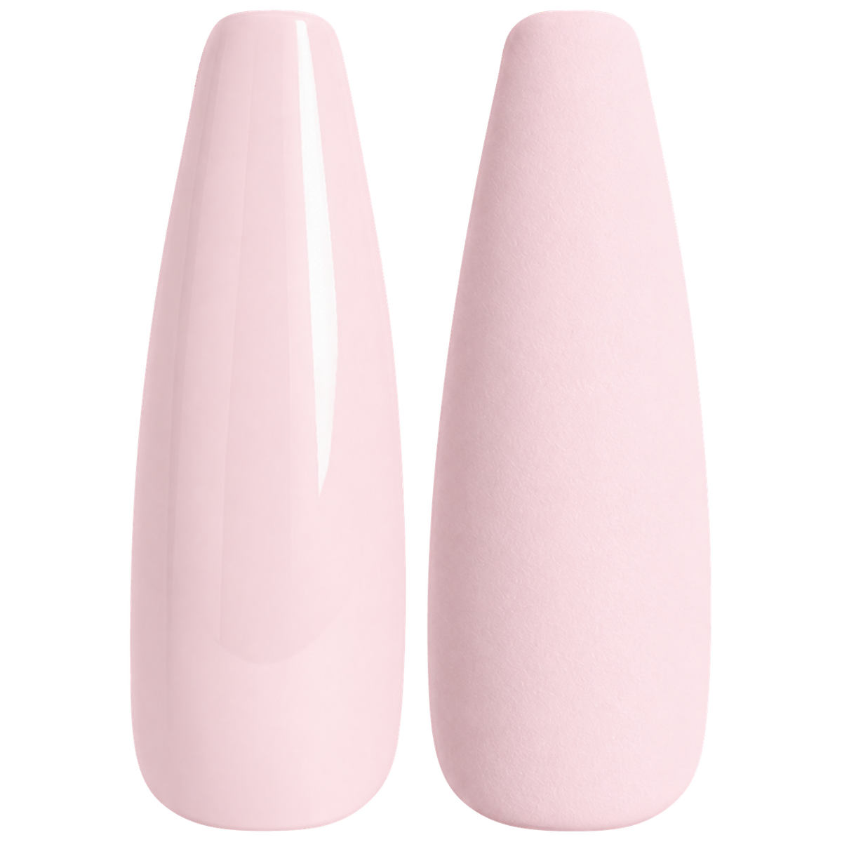 Glossy and matte pale peach blush nail swatches for BEMI Creami Ballet O25.