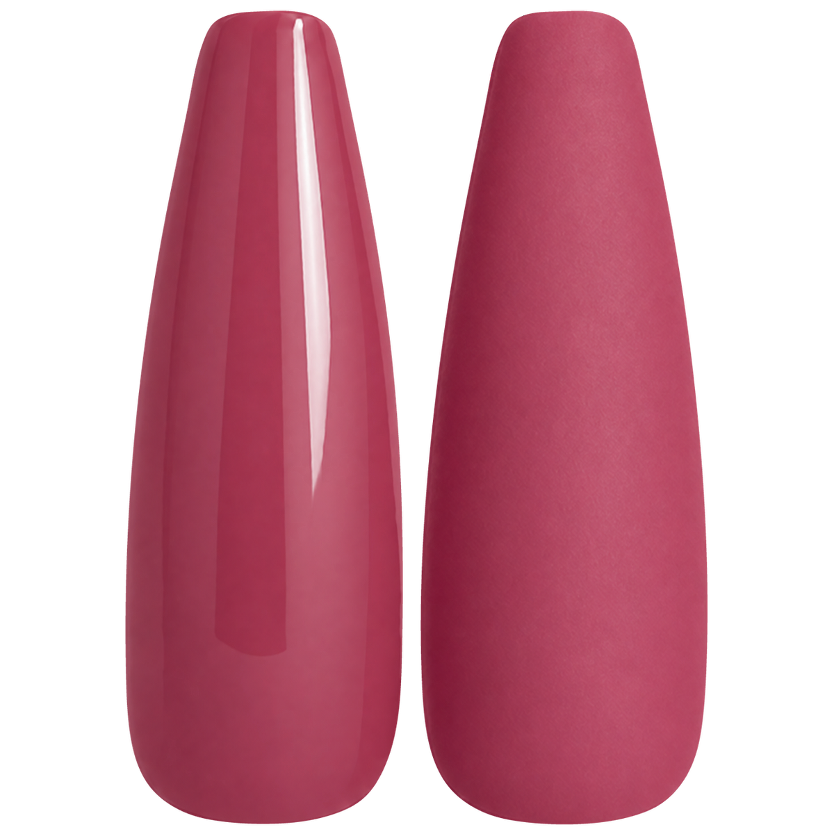 Glossy and matte deep raspberry pink nail swatches for BEMI Creami Cabaret O24.