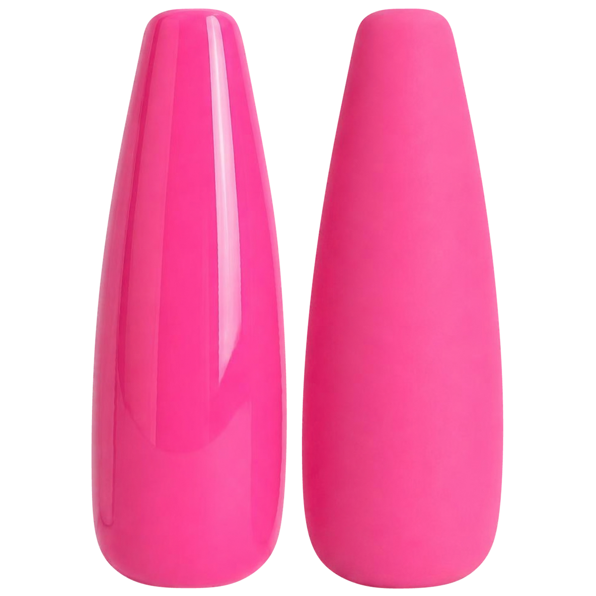 Glossy and matte vivid candy pink nail swatches for BEMI Creami Dough You Love Me SS01.