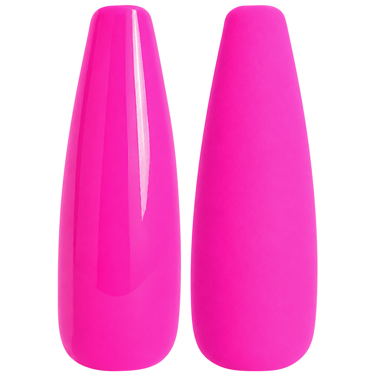 Glossy and matte vivid fuchsia pink nail swatches for BEMI Creami Fever O05.