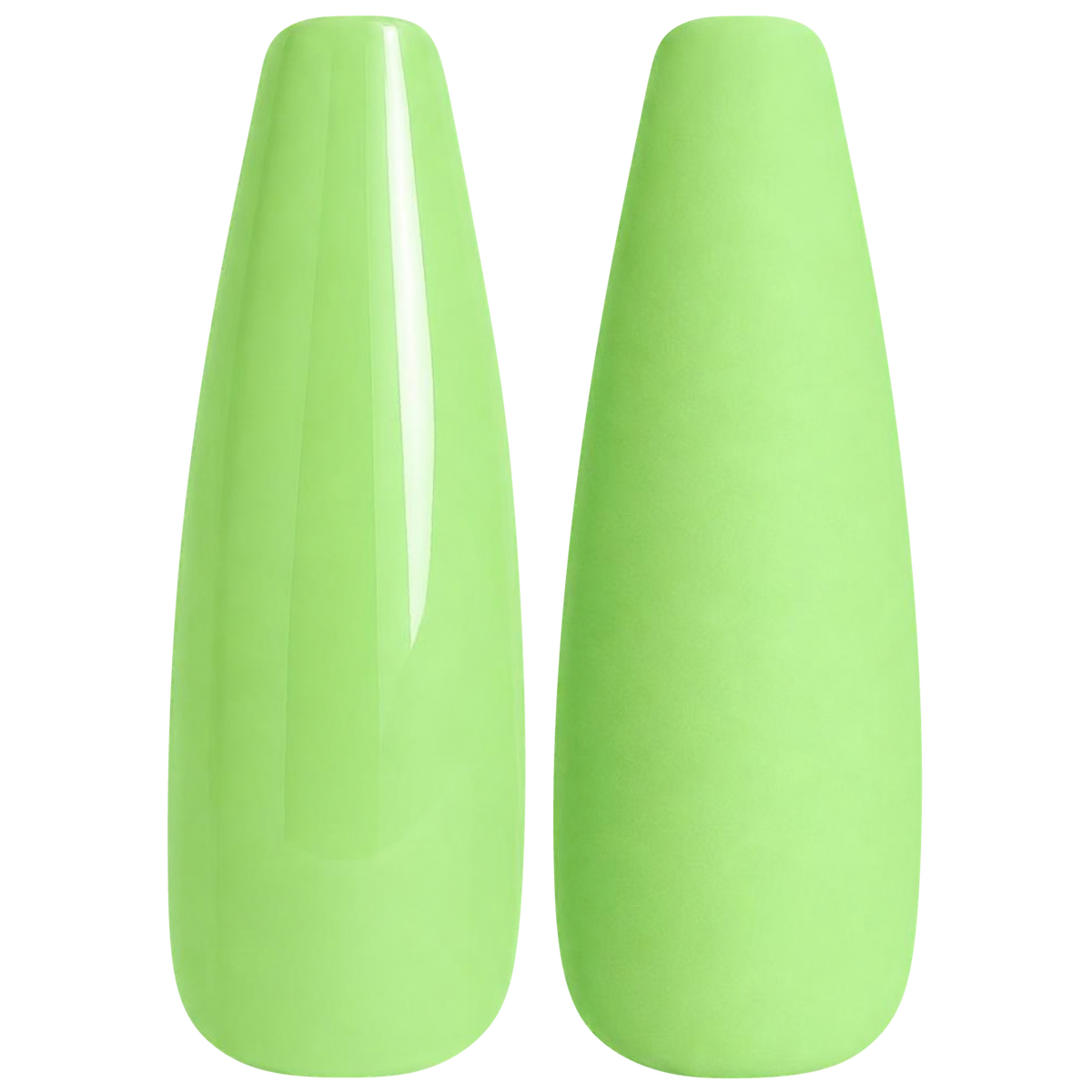 Glossy and matte bright pastel apple green nail swatches for BEMI Creami I'm A Bad Batch SS06.