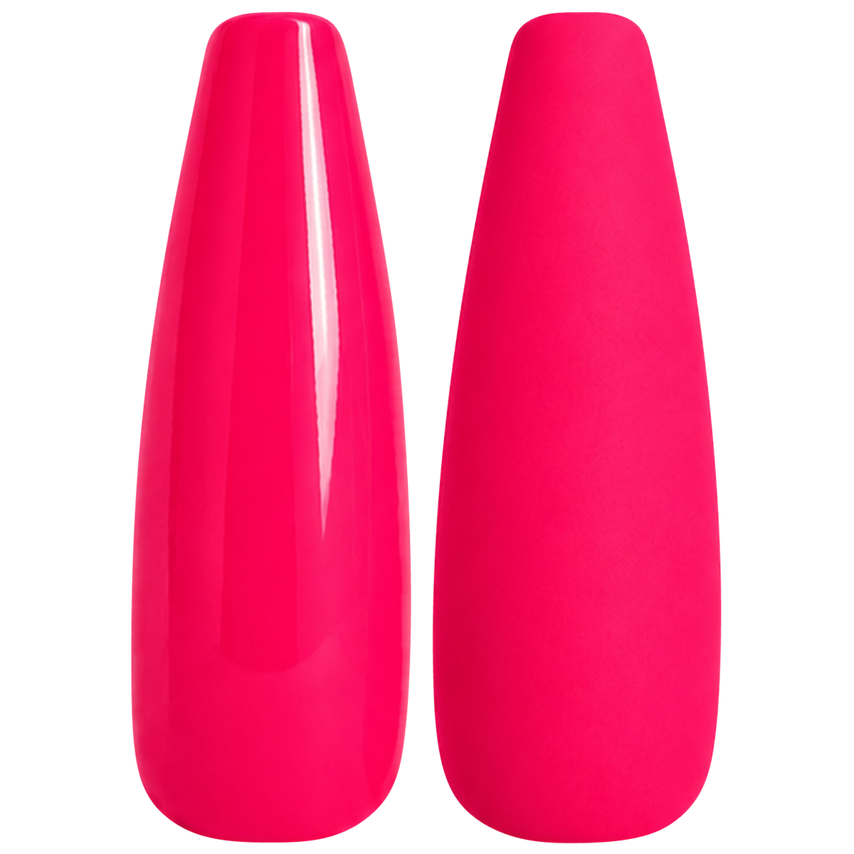 Glossy and matte intense pink red nail swatches for BEMI Creami Scandal O29.