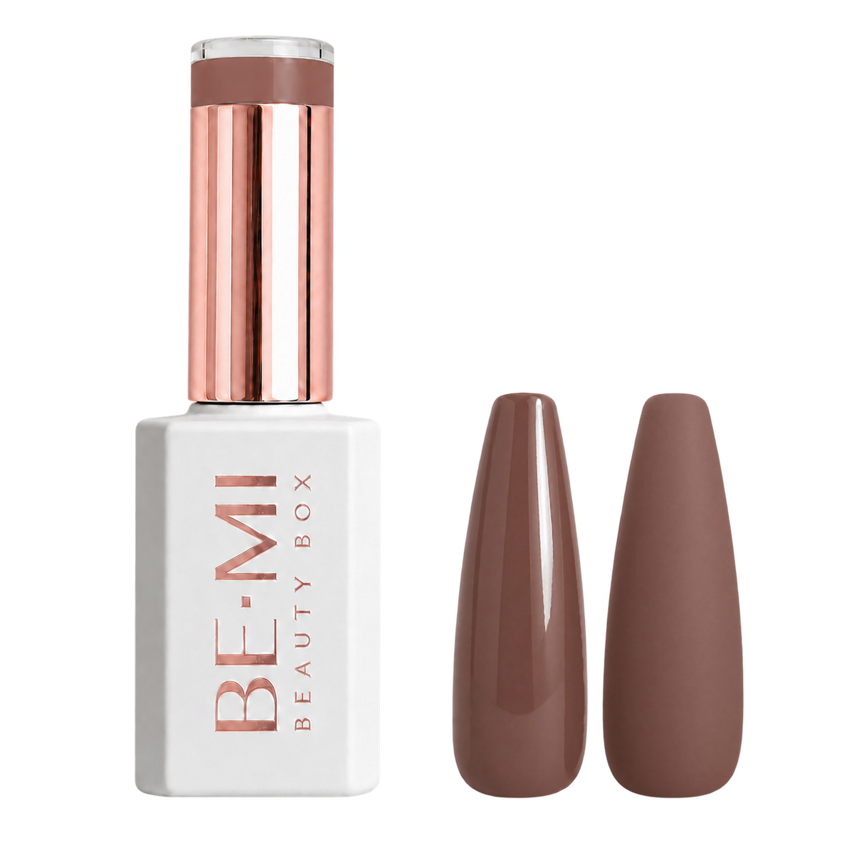BEMI Beauty Box Creami Truffle F06 15ml gel polish bottle and color swatches