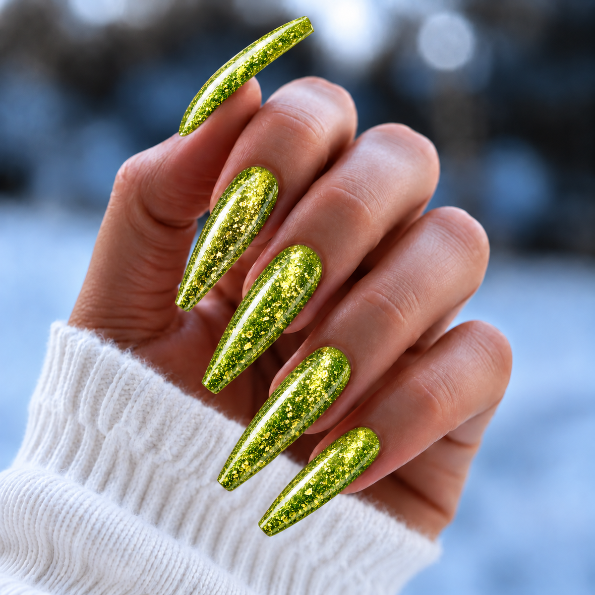 BEMI Metal Leaf Electric nails in a color photo.