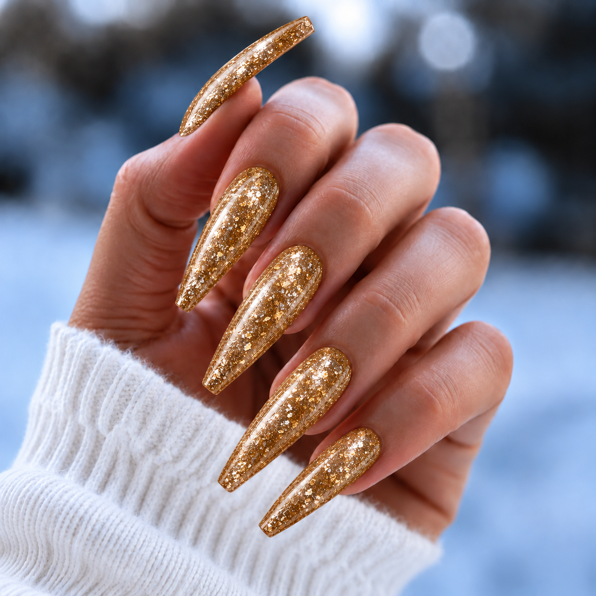 BEMI Metal Leaf Silk nails in a color photo.