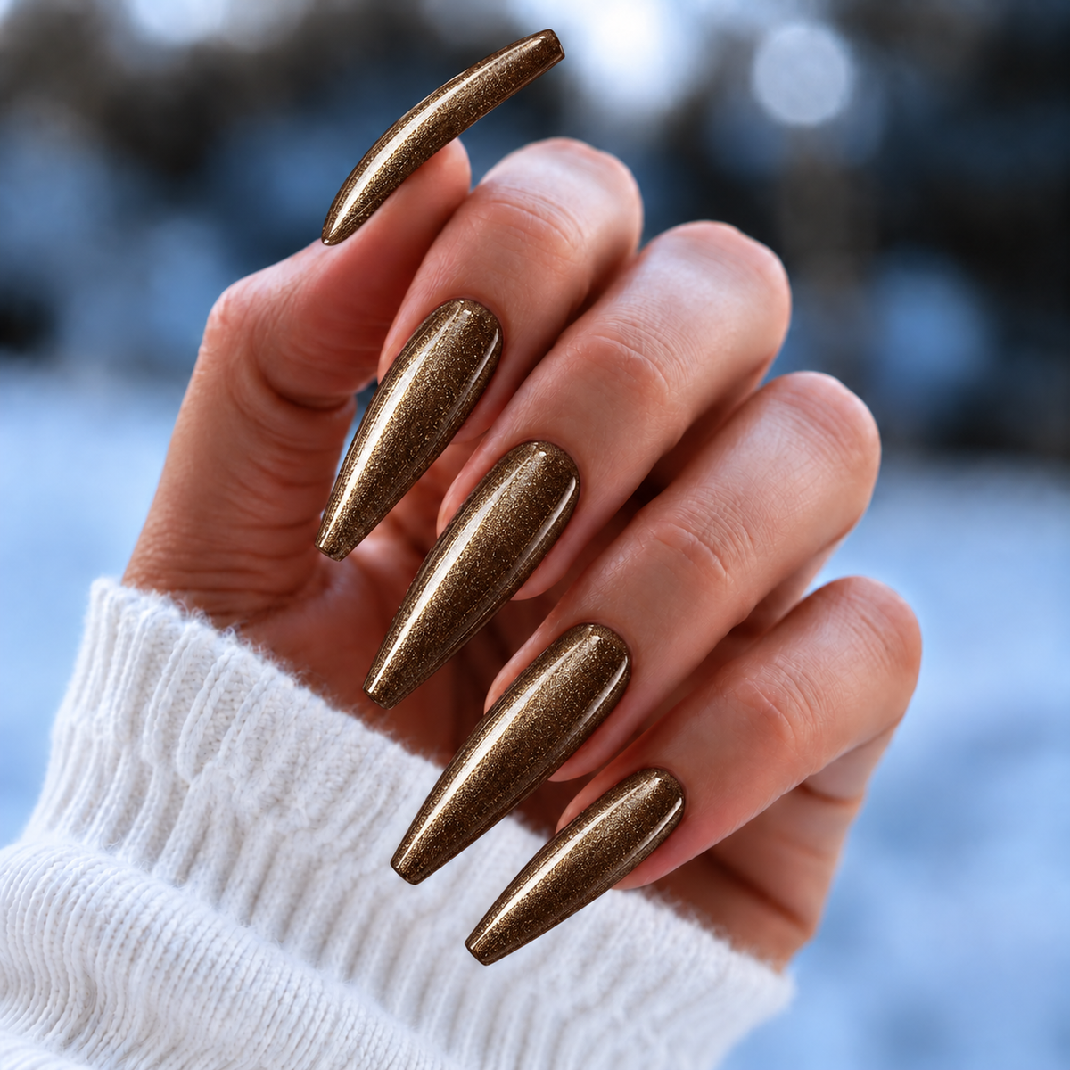 BEMI Shimmer Dusk nails in a color photo.