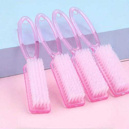 Nove Nail Scrub Brush 1pc Transparent Pink nail scrub brush