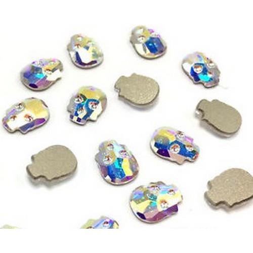 Nove Swarovski Crystal AB Skull 4pk skull Swarovski nail crystals