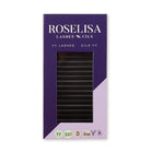 A package of Roselisa Lashes Cils 'YY' eyelash extensions, featuring a purple and lavender box with a clear window showing the black lash strips inside.
