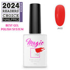 Magic nail polish bottle with red gel polish swatch and 2024 Readers' Choice award on a white background