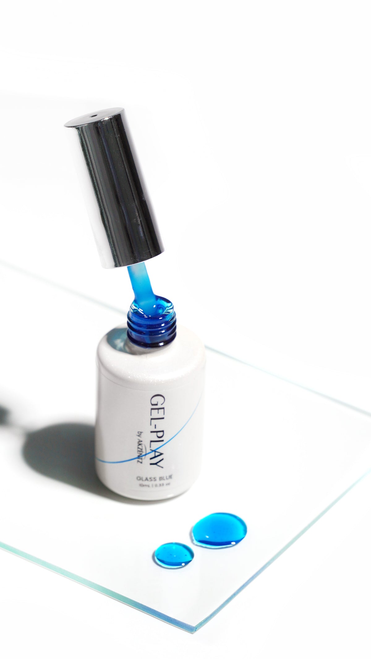 Brush with Akzentz Gel-Play Glass Blue translucent gel drops