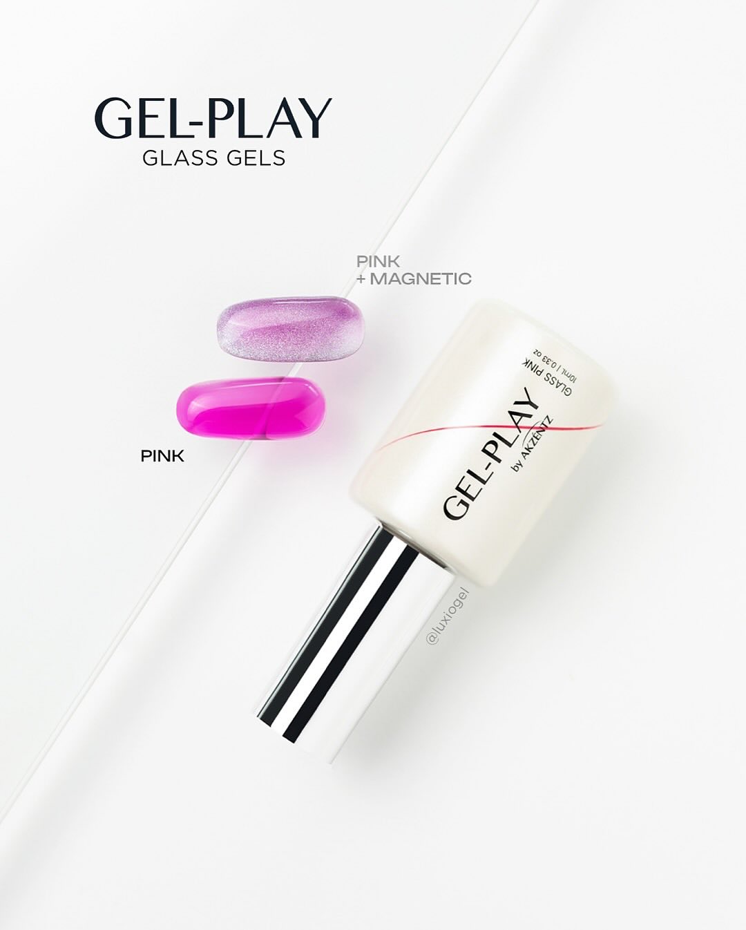 Akzentz Gel-Play Glass Pink bottle and translucent gel on glass palette