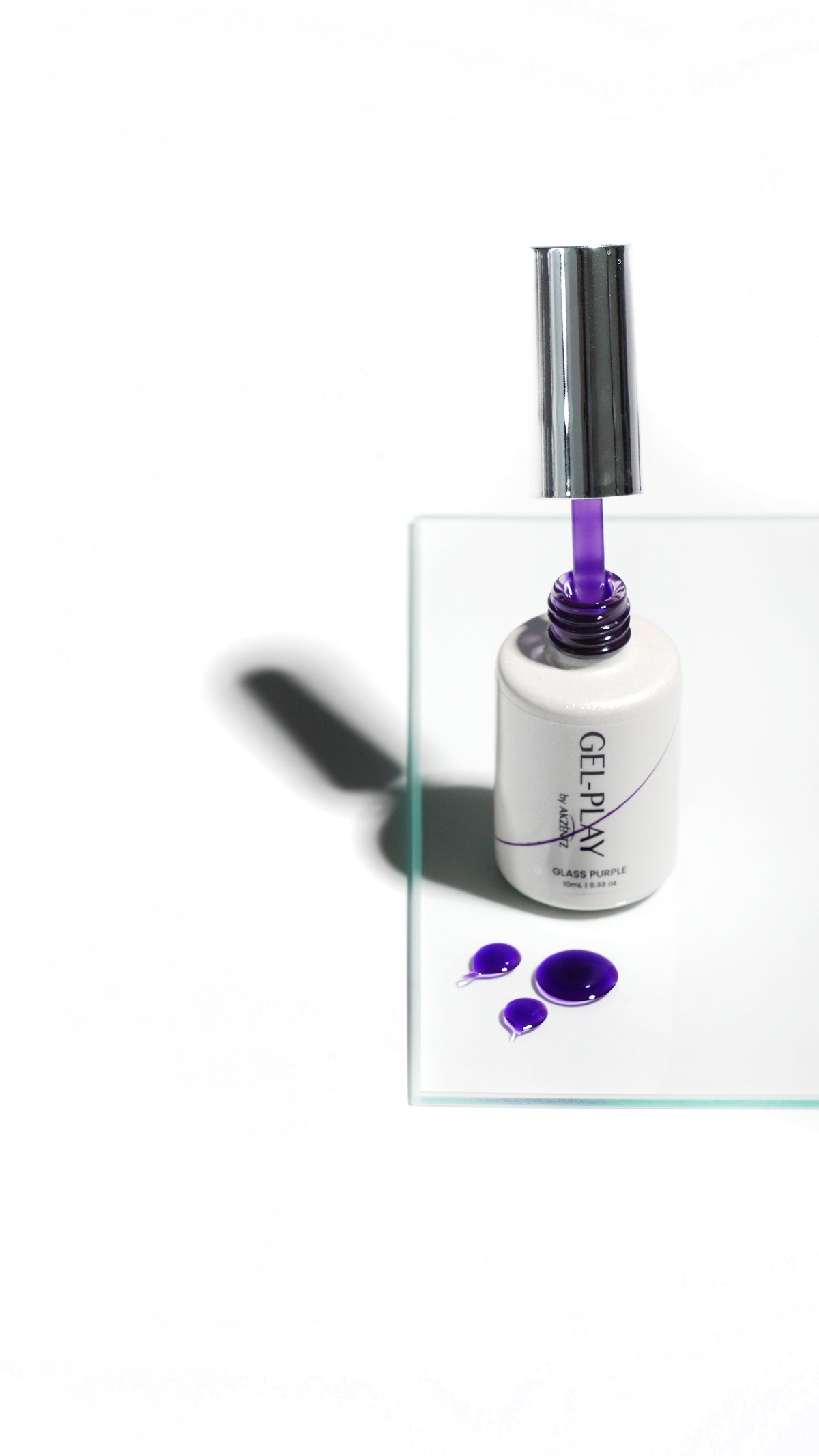 Akzentz Gel-Play Glass Purple translucent gel drops on glass palette