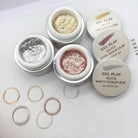Akzentz Gel-Play Glitz jars with metallic ring swatches