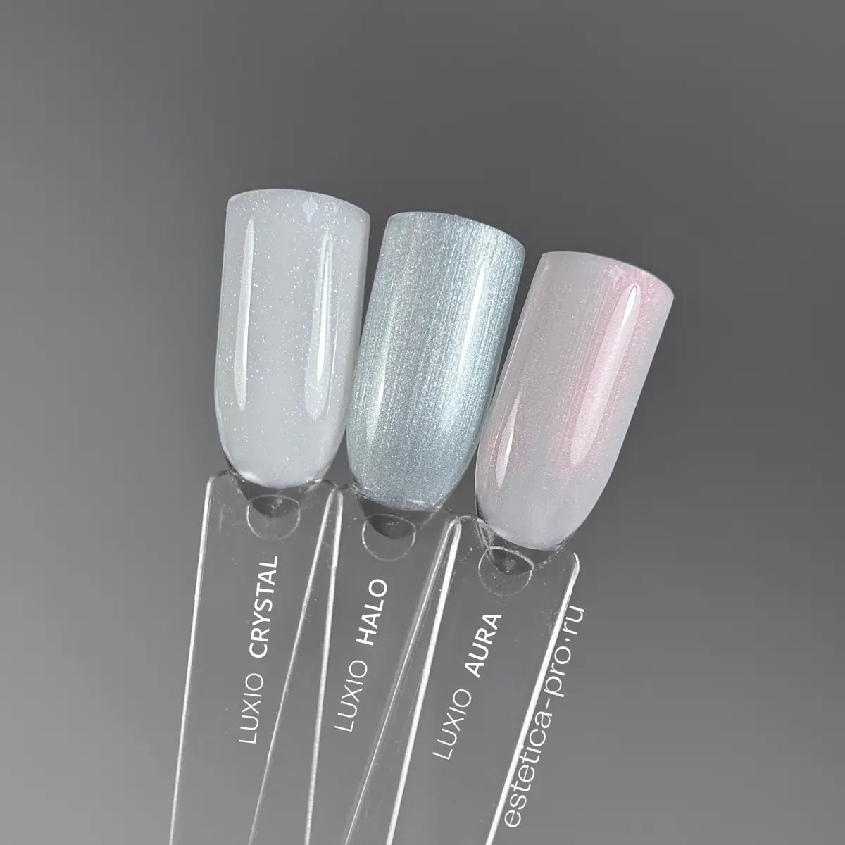 Akzentz Luxio Crystal shown in the Aura, Halo, and Crystal color swatch set
