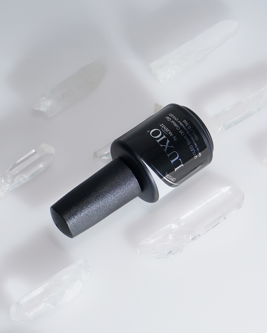 Akzentz Luxio Crystal 15 mL gel bottle in manufacturer lifestyle imagery