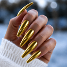BEMI Gold Mirror Chrome shown on long coffin nails