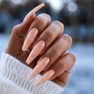 BEMI Quartz Gel - Peach - 15ml shown on long coffin nails