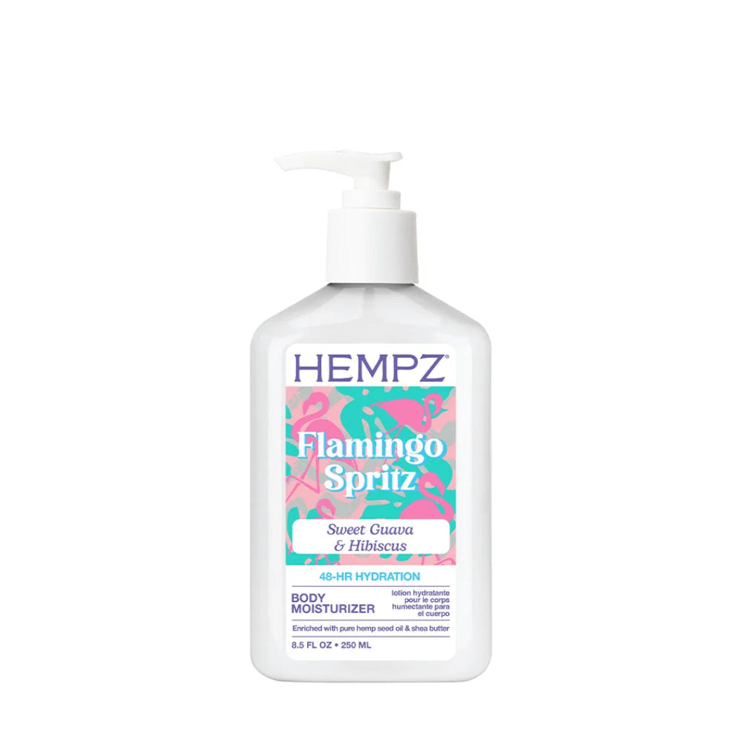 Hempz Flamingo Spritz body moisturizer bottle on a white background