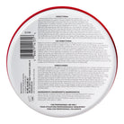 Back of a container with text and a barcode on a white background