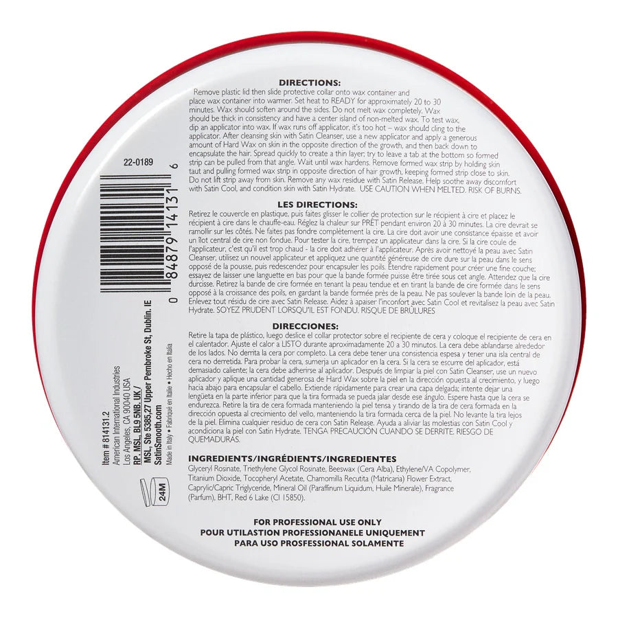 Back of a container with text and a barcode on a white background