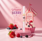 Whipped Berry cuticle pen with berries and a cupcake on a pink background