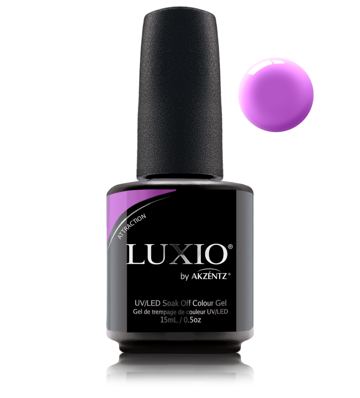 Akzentz Luxio Attraction 15 mL color gel bottle with swatch