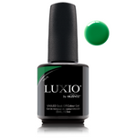 Akzentz Luxio Haute 15 mL color gel bottle with matching small round color swatch