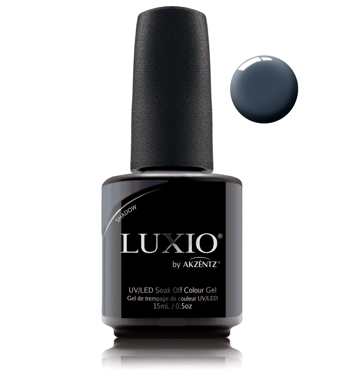 Akzentz Luxio Shadow 15 mL color gel bottle with swatch